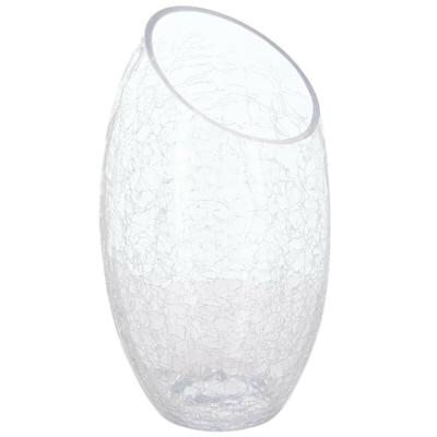 Vase en Verre Craquelé 13x23cm Renflé, Trou Biseauté