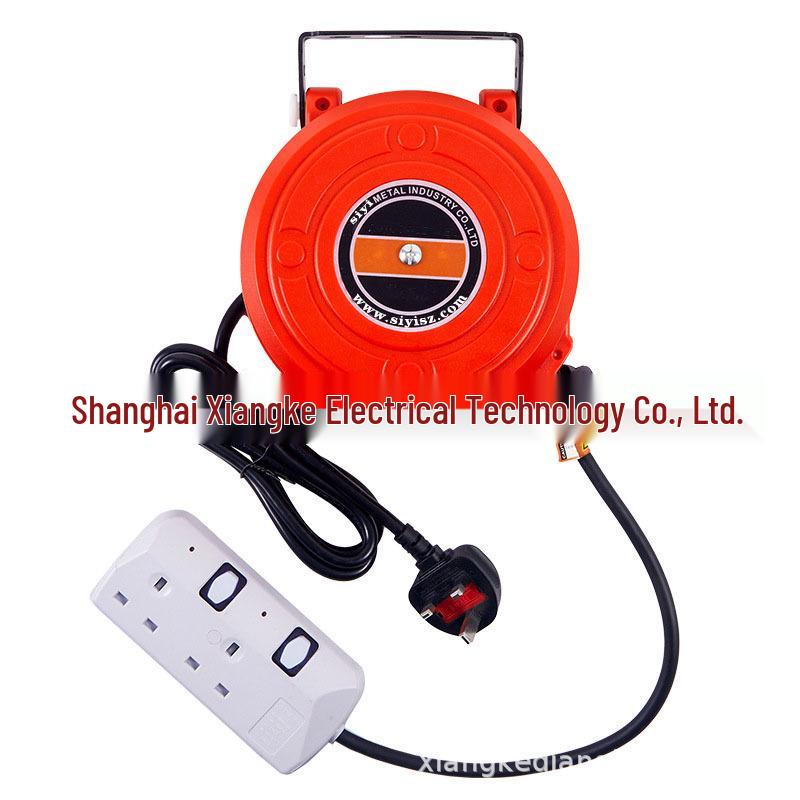 Automatic Electric Drum Retractable Cord Reel: Waterproof Socket & Mini Wire Winder