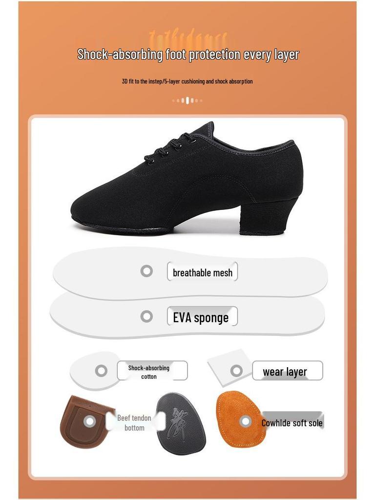 Women's High Heel Latin Dance Shoes - Adult Training & Teacher Oxford Square Dance Footwear