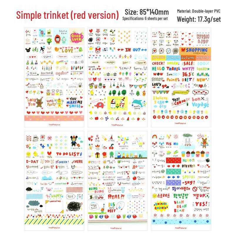 Korean Cartoon Animal Transparent PVC Stickers for Diaries and Baby Growth Journals