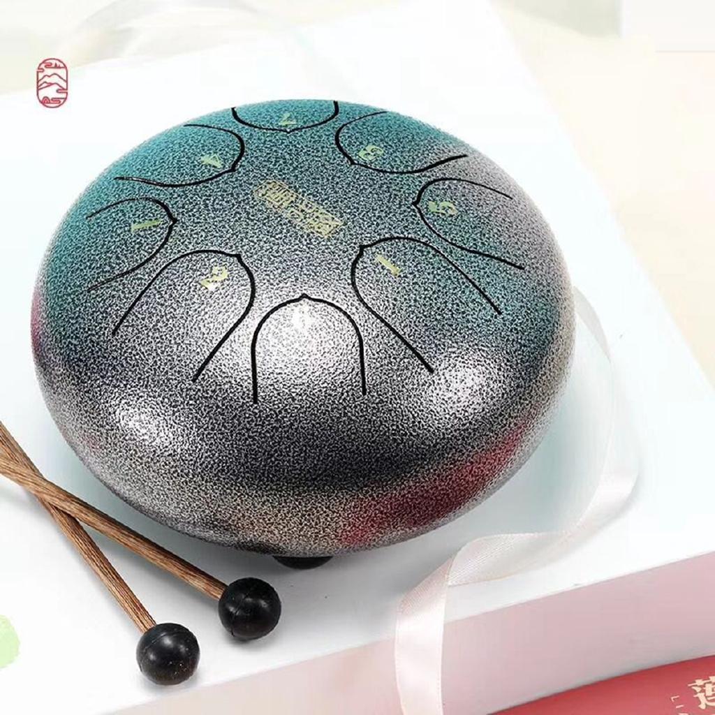 Stahlzungentrommel Mini 8 Töne G-Dur Handpan-Trommel Tank-Handtrommel mit Schlägeln Tragetasche Perkussionsinstrumente