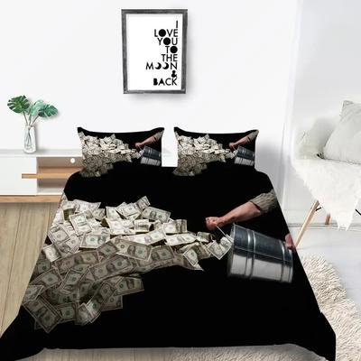 Copripiumino in Denaro Microfibra Banconote Dollaro della Federal Reserve degli Stati Uniti con il Ritratto di Ben Franklin Set Letto Matrimoniale