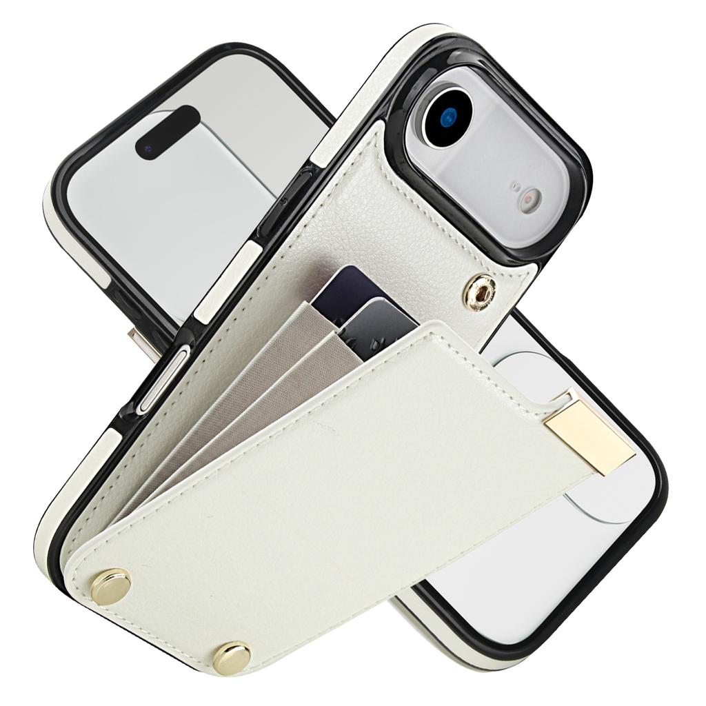 For iPhone Air Case TPU + PU Leather Hardware Decor Phone Cover with Card Holder