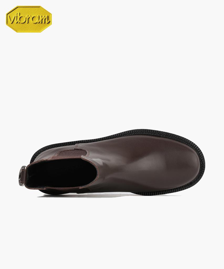 Firenze Atelier [Vibram] Flat Round Toe Standard Rubber Sole Chelsea Boots 9400 [Brown Fg]