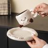 Cute Bean Person Ceramic Coffee Cup with Saucer