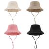 1PC Summer Frayed Design Fisherman Cap For Women Korean Pink Large-Brimmed Bucket Hat Outdoor Beach Travel Sunshade Panama Hats