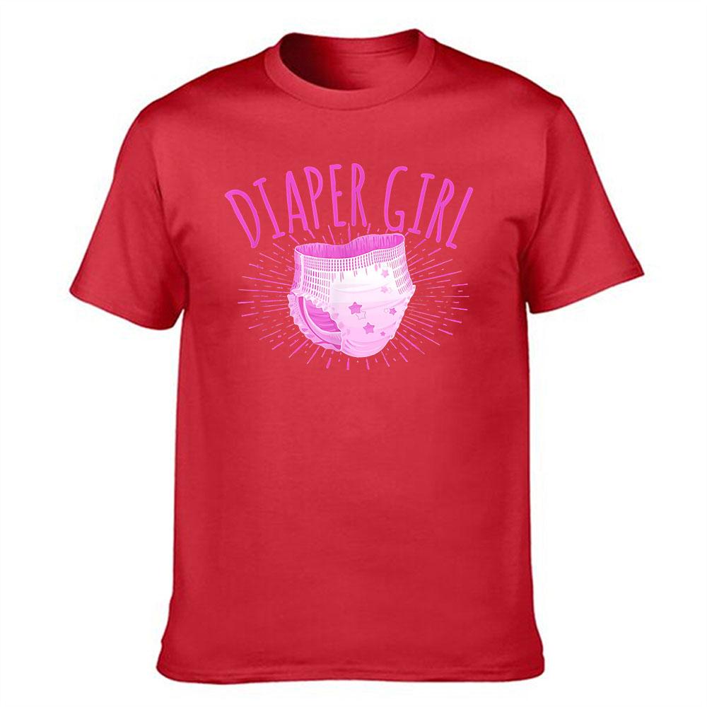 Cotton Short Sleeve T-Shirt with "Diaper Girl" Print, Casual Novelty Graphic Tee for Daily Wear