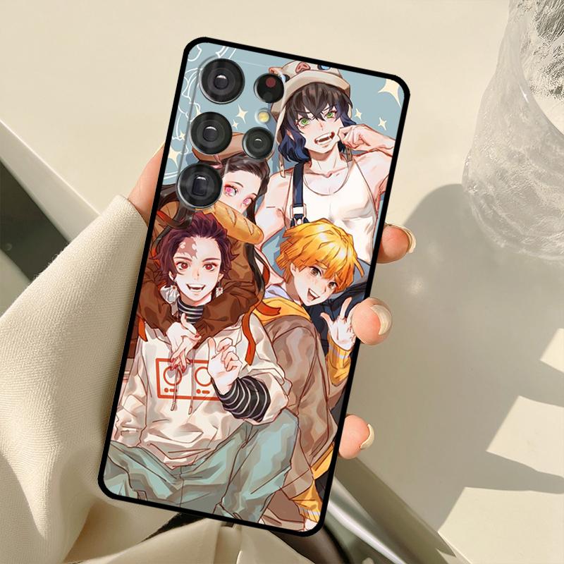 Pouzdro Demon Slayer Nezuko a Zenitsu pro Samsung Galaxy S22 Ultra S20 FE Note 20 Note 10 S8 S9 S10 Plus S21 Ultra Kryt