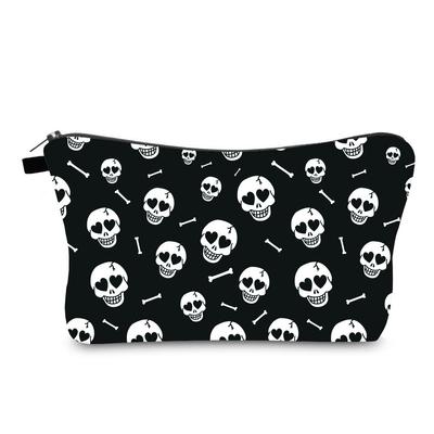 Women Skeleton Print Cosmetic Bag Toiletries Organize Travel Storage Case