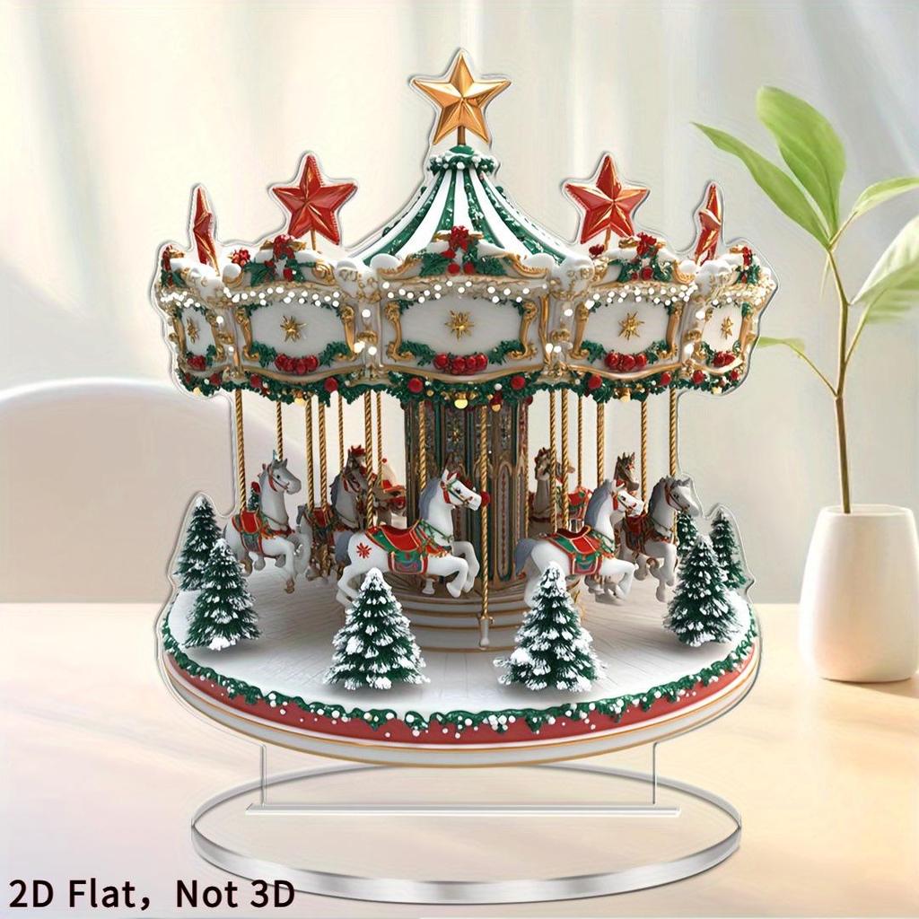 Rotating Christmas Carousel 2D Acrylic Standee - Festive Gift & Home Decoration