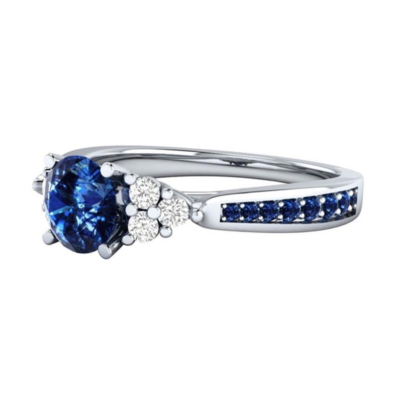 Sapphire Zircon Inlaid Princess Crown Engagement Ring