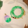 Women's Ruyi Necklace: Spring Color Jade, Floating Flower Pendant, Dongling Jade & Glazed Bead Chain