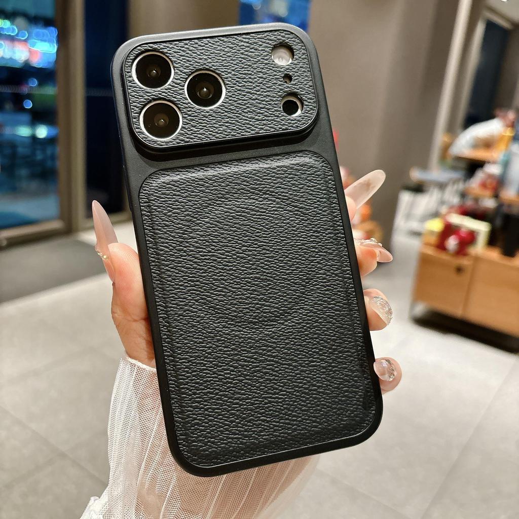 Lychee Pattern Skin Sticker & Magnetic Case for iPhone 17 Pro Max - Apple 16 Solid Leather