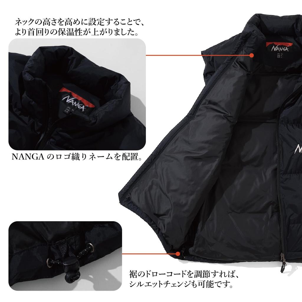NANGA AURORATEX DOWN VEST Custom-Made (L, BLACK)