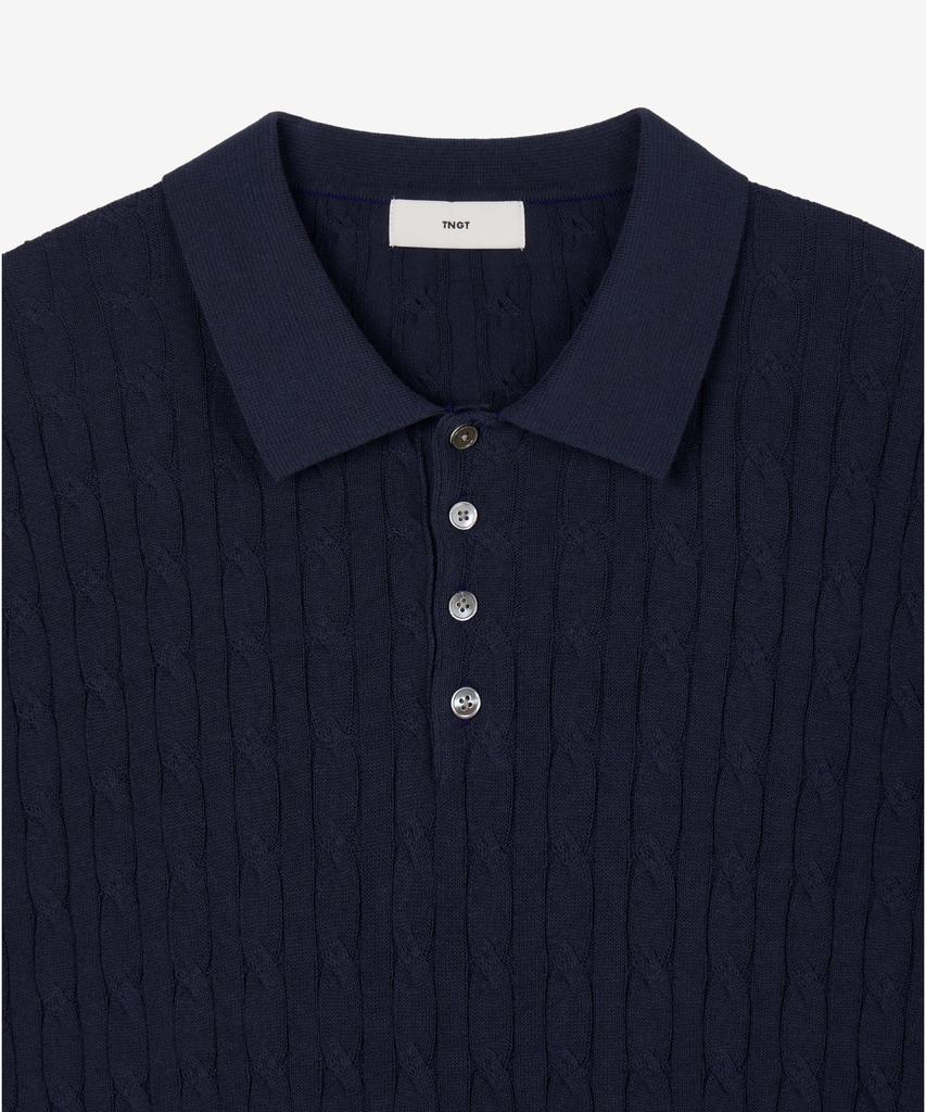 Tienjiti W Cable Polo Washable Knit (Navy) Tnsw6E206N2