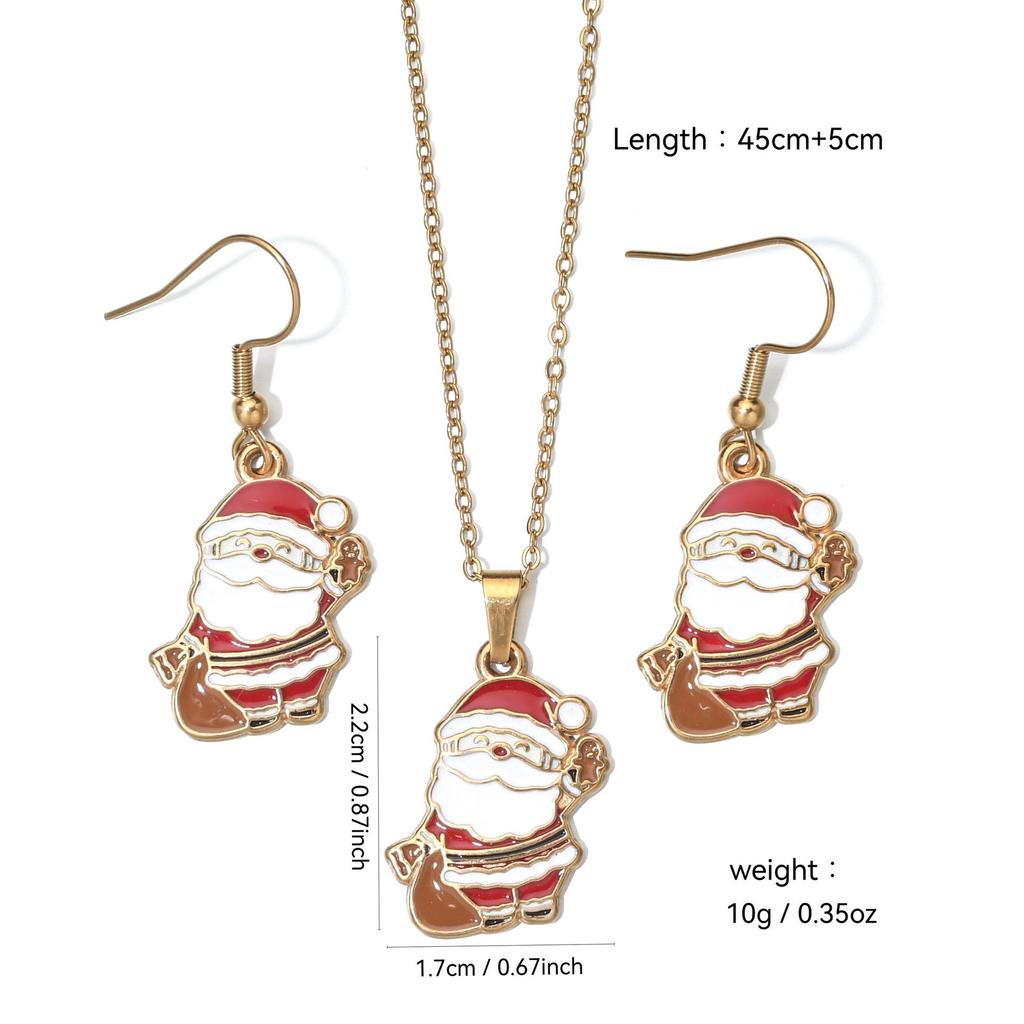 Stainless Steel Christmas Earrings & Necklace Set: Bells, Snowflakes, Santa, Tree, Candy Cane for Women