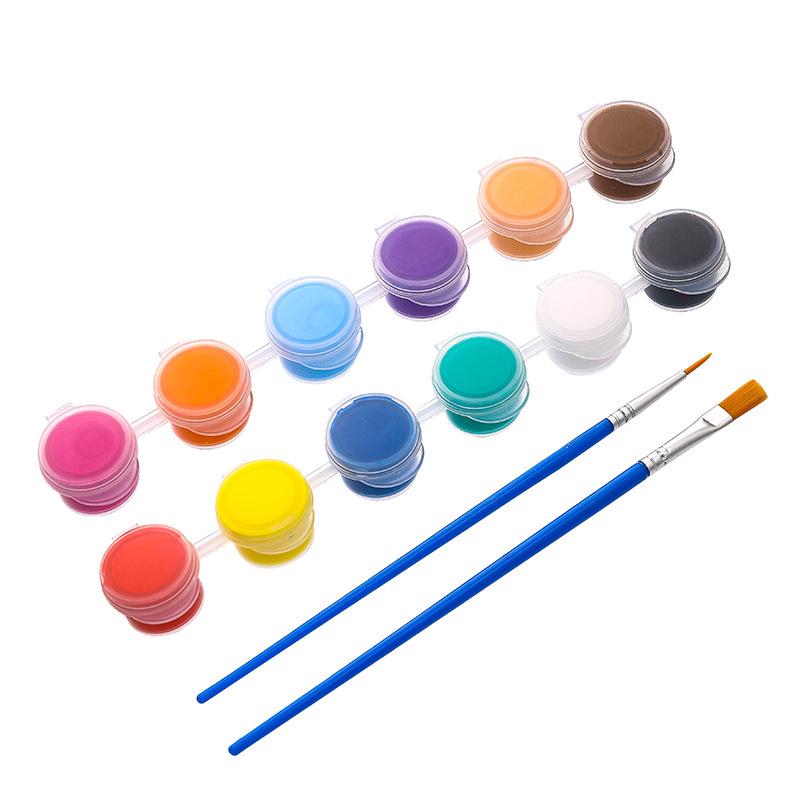 12-Color Acrylic Paint Strips with Plaster Doll for Kids DIY Graffiti, 3ml Each