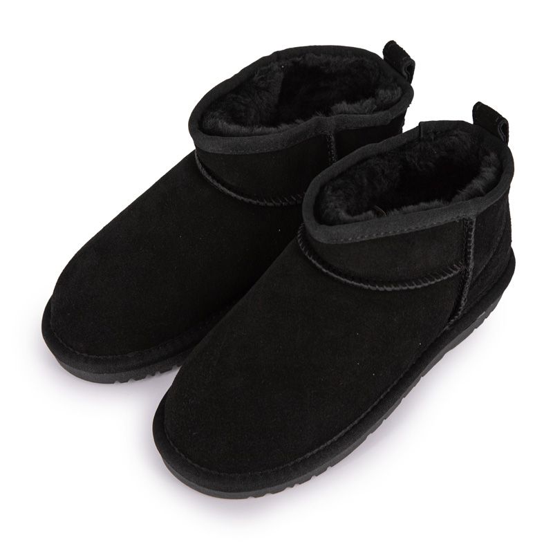 Dívčí ultra-mini kožené kozačky s kožešinou Child KELARA