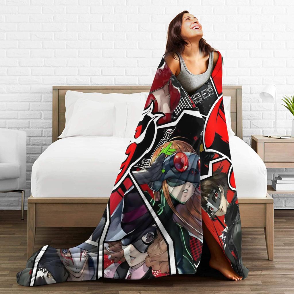 Anime P-Persona 5 Blanket  Soft Street Trend Plush Throw Blanket For Outdoor Travel Flannel Bedspread Bed Cover