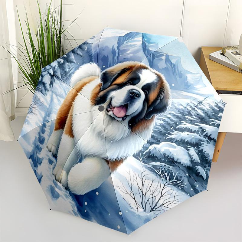 

1pc Winter Dog Automatic Opening/Closing Umbrella with Operation & Windproof Canopy yy260311005
