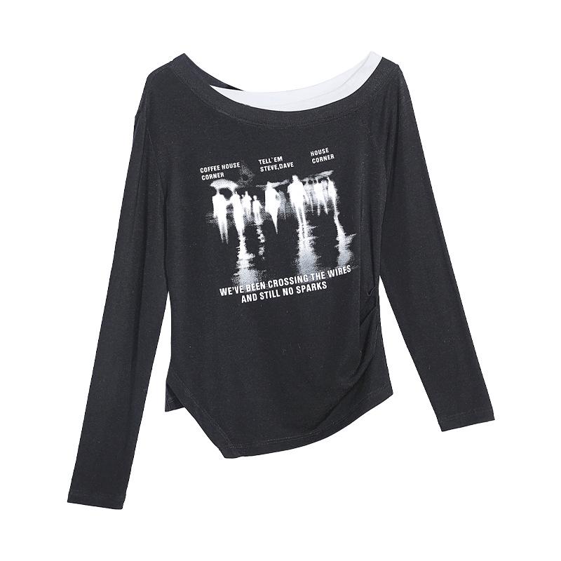 Tuogu Trendy Off-Shoulder Long Sleeve Top - Women s Slim Fit Spring/Summer Style S