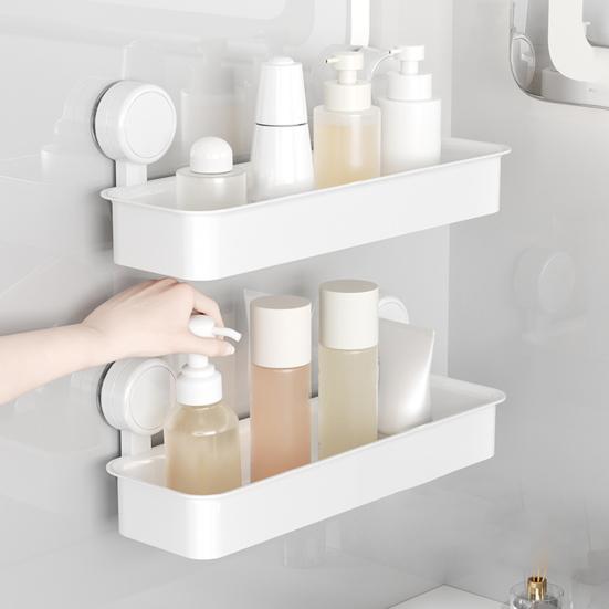 Yousheng Wall Mounted Suction Cup Storage Rack Strong Load-bearing Easy To Install Bathroom Caddy Soap Makeup Storage Shelf