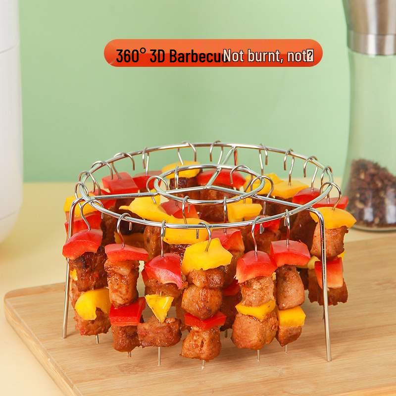 24-Skewer Stainless Steel Air Fryer and BBQ Rack for Vertical Grilling