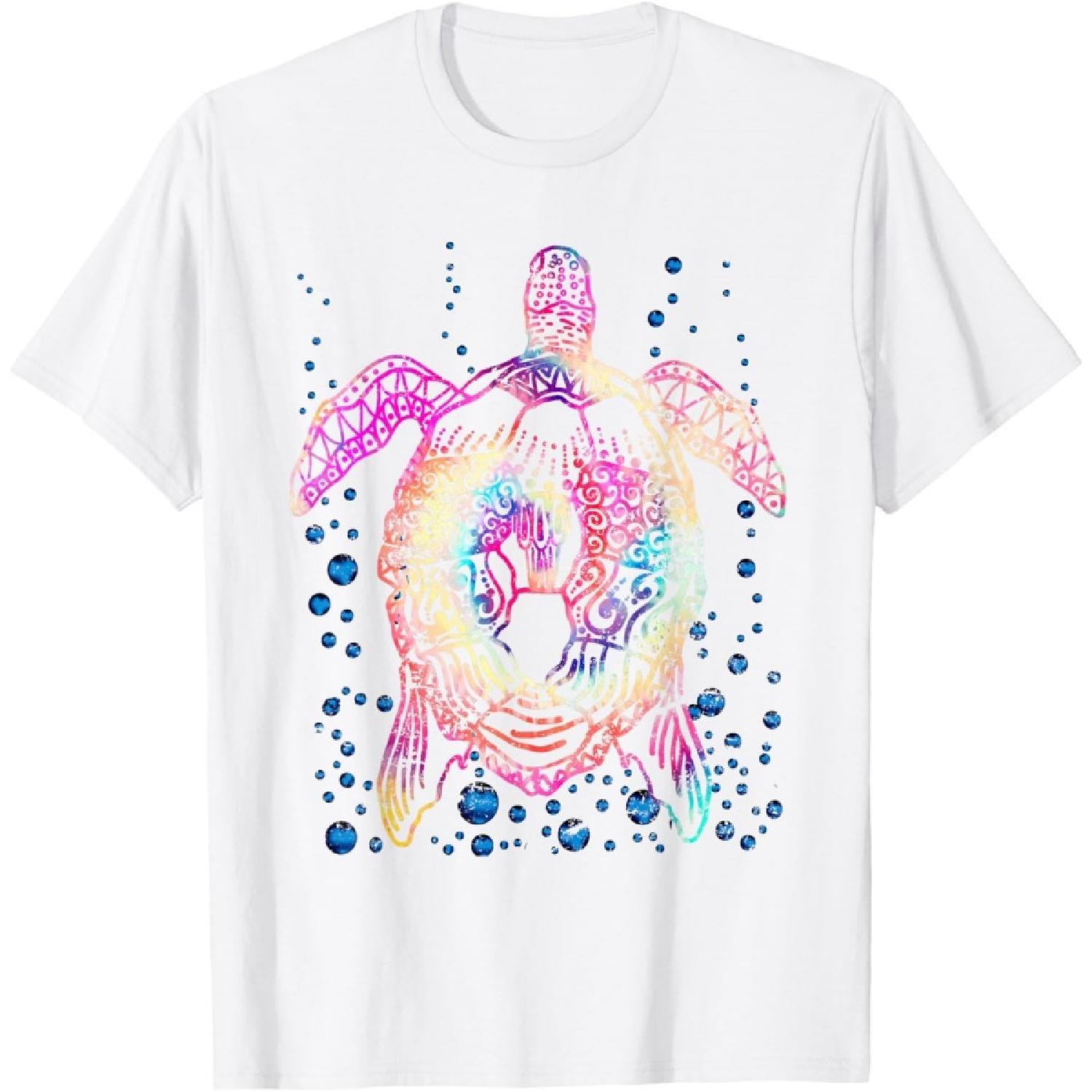 Ocean Animal Tie Dye Tribal Sea Animal Maori Turtle T-Shirt S