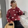 2026 Autumn/Winter Women's Loose Knit Heart Jacquard Long Sleeve Sweater