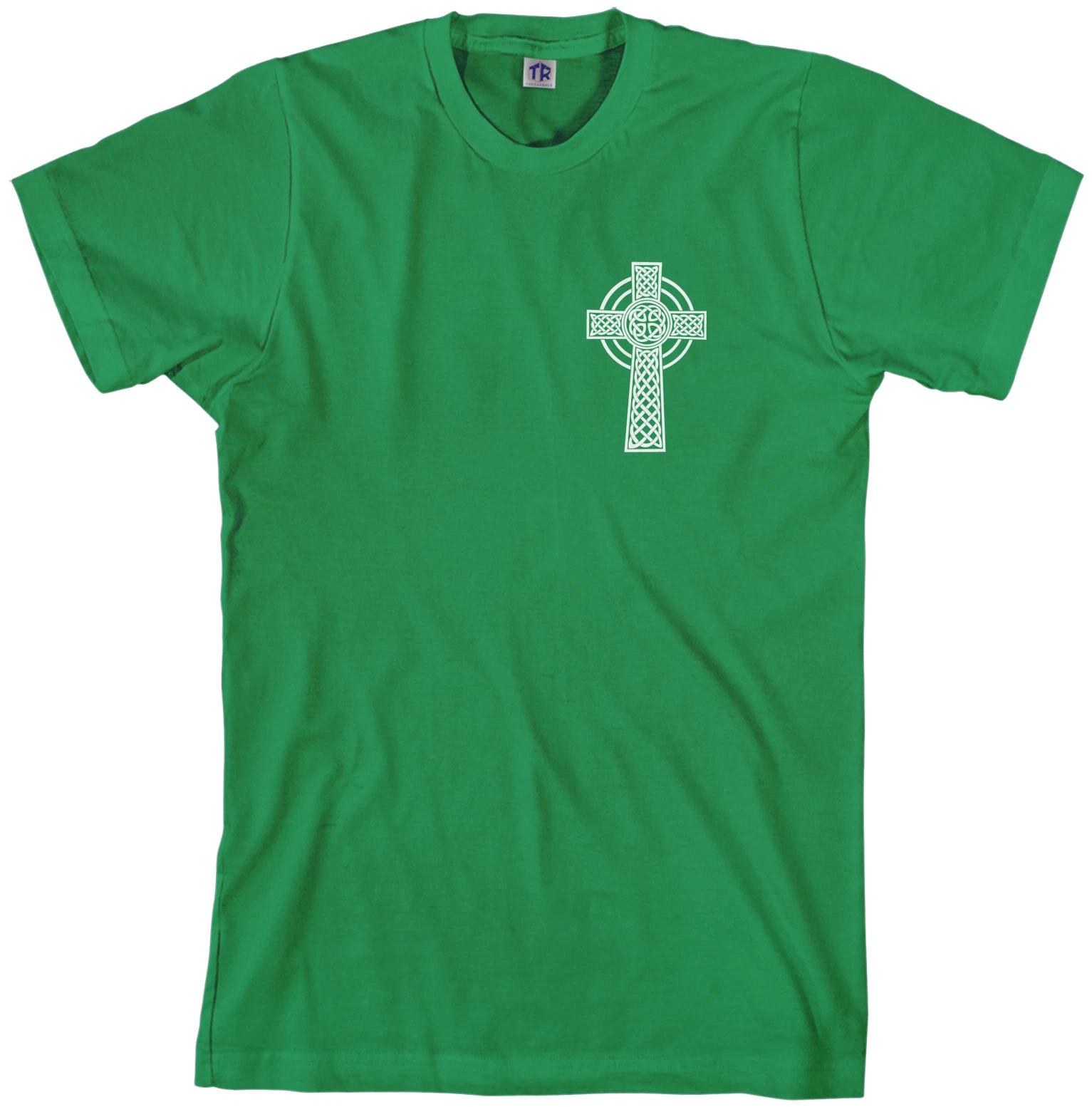 Threadrock Men s Celtic Cross Chest Design T shirt Irish Religious 2XL