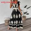 Polyester Beach Dress With 3d Print Vneck High Waist For Summer Vacation