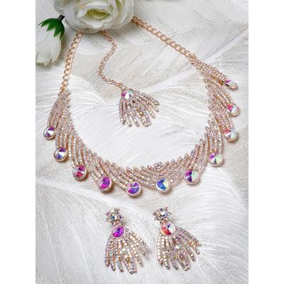 Sukkhi Spunky Rose Gold Plated Rainbow Stones Studded Choker Necklace Set For Women
