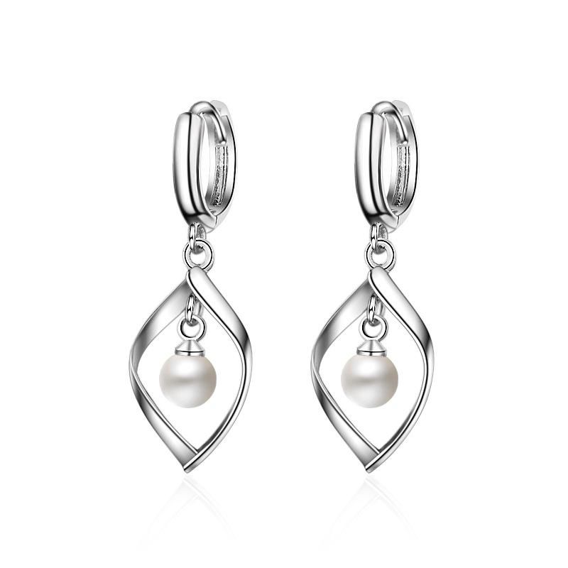 Rotating Love Pearl Dangle Earrings - Women's Twisted Long Fashion Jewelry