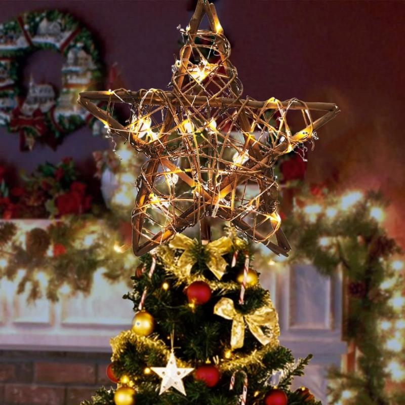 Beautiful Star Treetops Handmade Star with LED Lights Delicate Christmas Tree Toppers Decors