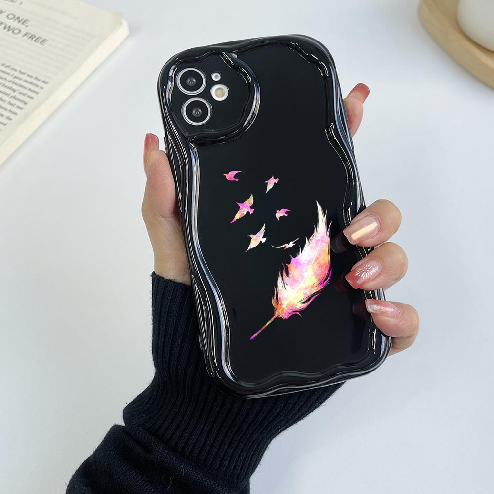 N76 Butterfly Soft Wavy Phone Cases for Samsung A54 A34 A13 A14 S23 S24 Ultra Xiaomi Redmi Note 13 12C Realme Infinix Protective Bumper Cover