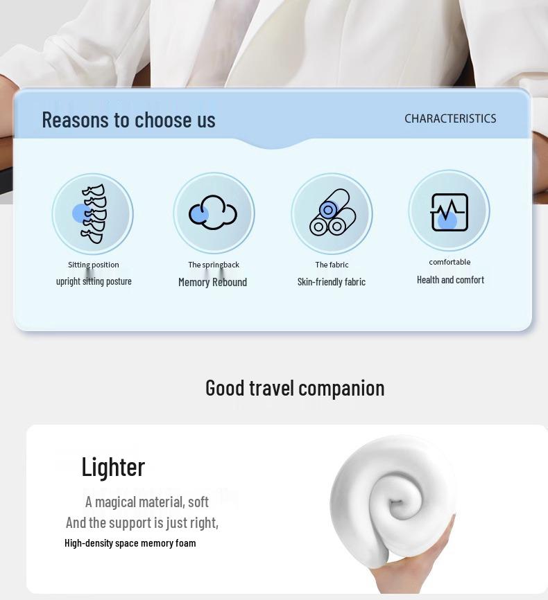 U-förmiges Reise-Nackenkissen aus Memory-Schaum für Flugzeug und zervikale Unterstützung