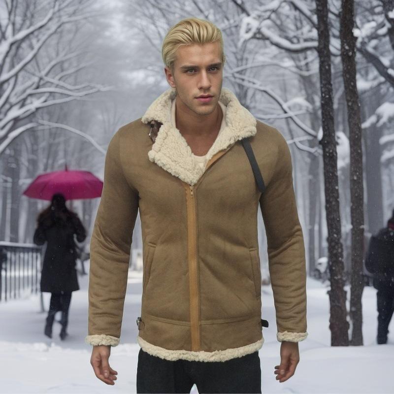Fur Integrated Lamb Wool Men's Coat Thickened Fur Suede Jacket
