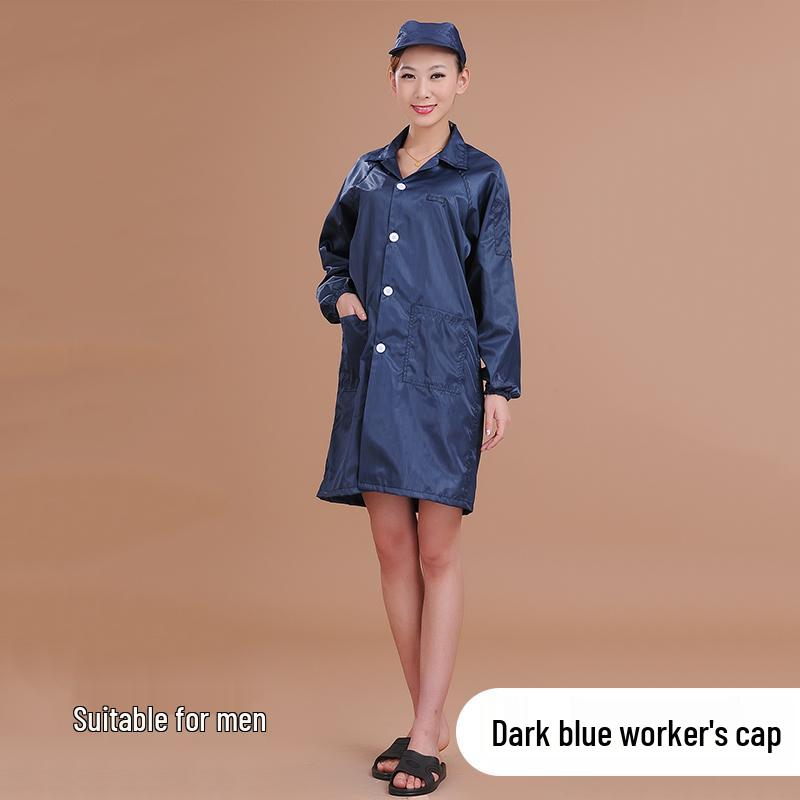 Antistatic Dustproof Long Sleeve Cleanroom Coat - Protective Workwear in White/Blue