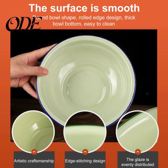 Unique Soup Bowl Vintage Enamel Deep Thickened Retro Rice Noodle Storage Container Dishwasher Safe Serving Pot for Hot Meals Basin
