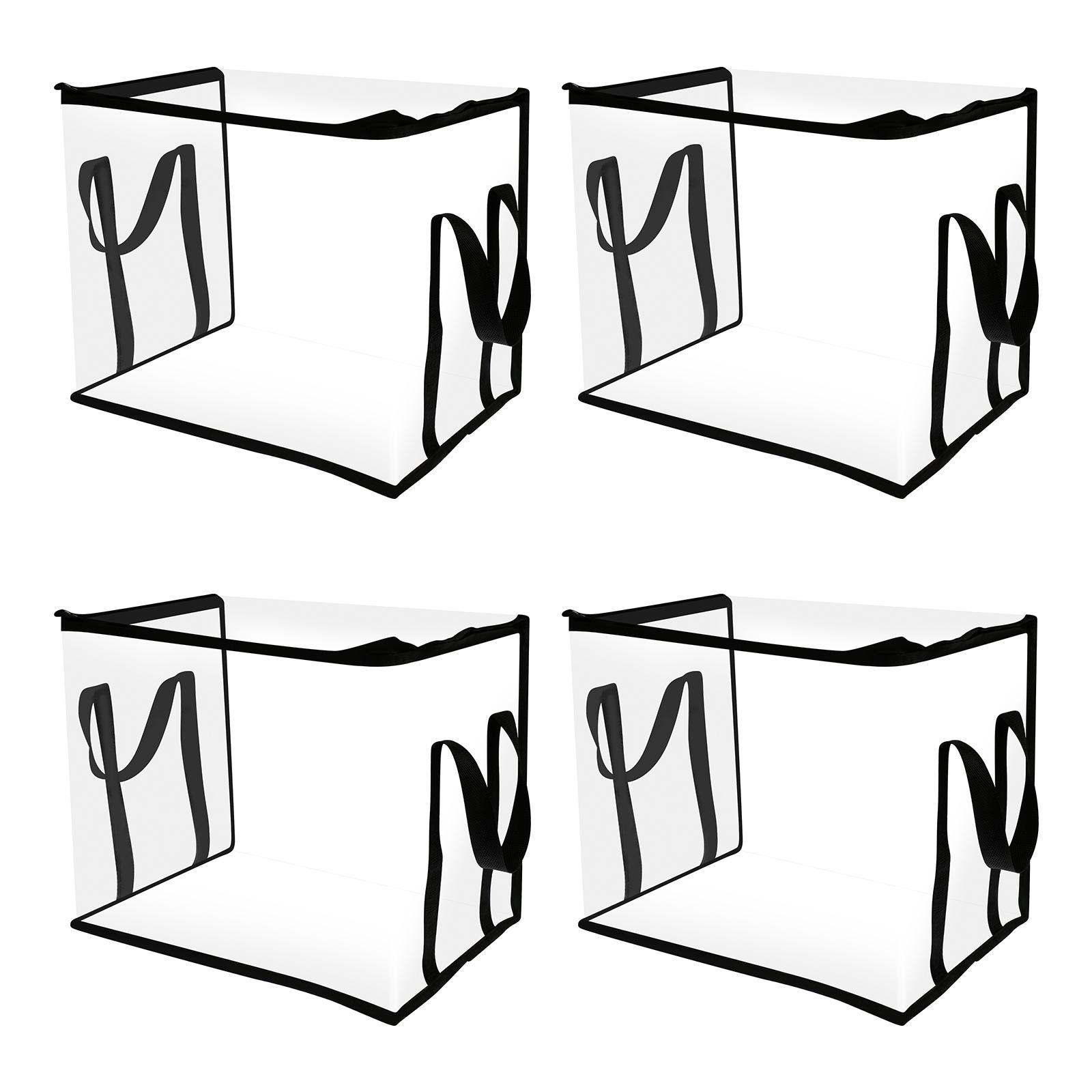 4Pcs PVC Waterproof Toy Storage Box Large Capacity Multifunctional Folding Bag With Handle Transparent Home Storage Container