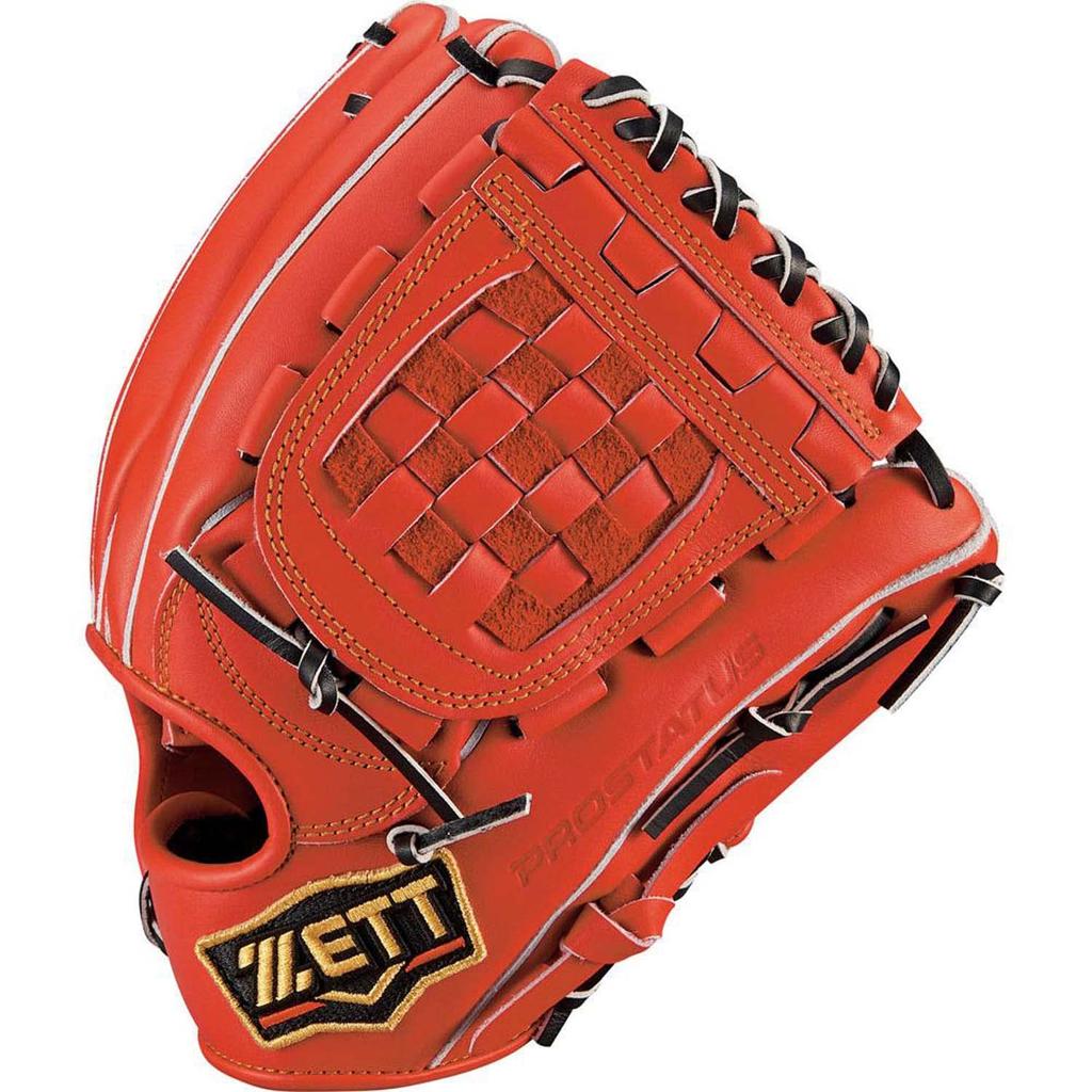 ZETT Pro Status Baseball Glove for Second and Deep Size Includes Glove Made in BPROG560 Shortstop, Right-Handed Throw, Orange/Black (5819), 4, Bag,