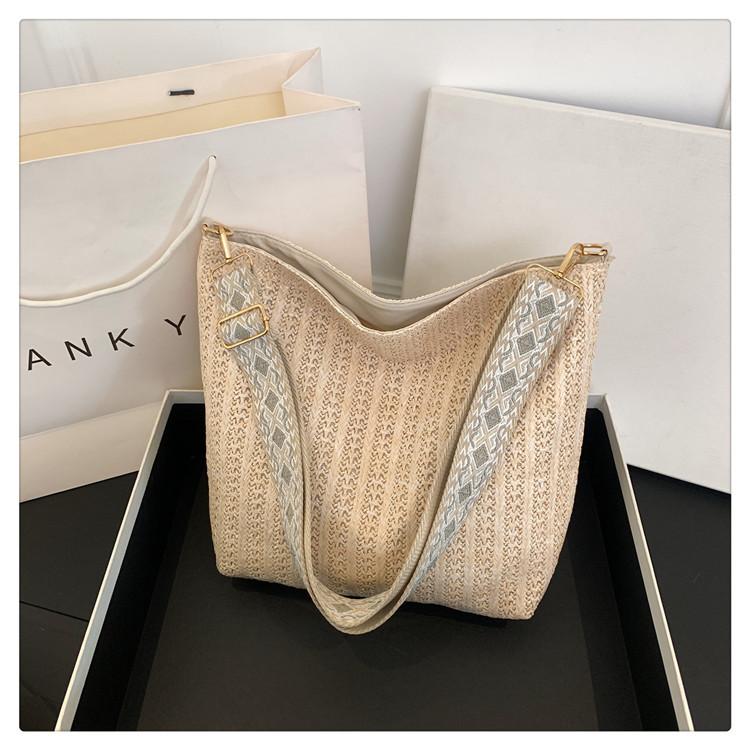 

Соломенная сумка через плечо с широким ремешком, повседневная вязаная сумка большой емкости для женщин, дорожная сумка, б/у 31x25x9cm