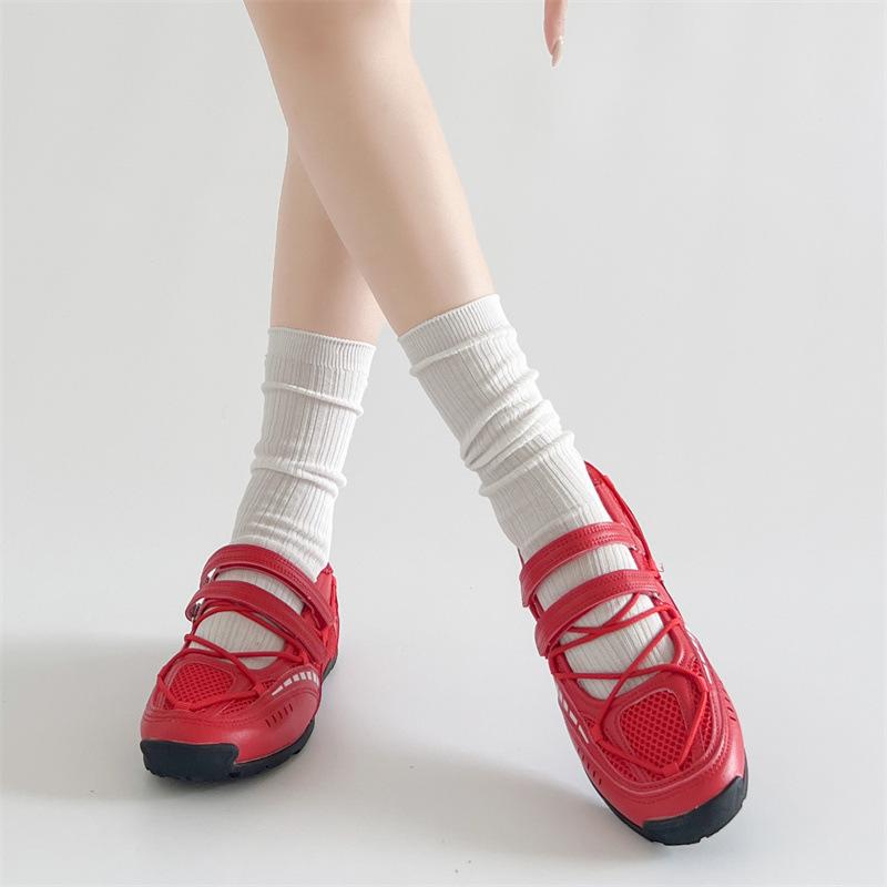 Silver Retro Flat Bottom Shallow Mouth Sports Mary Jane Single Shoes Women's Summer 2025 New with Skirt Versatile German Training Shoes