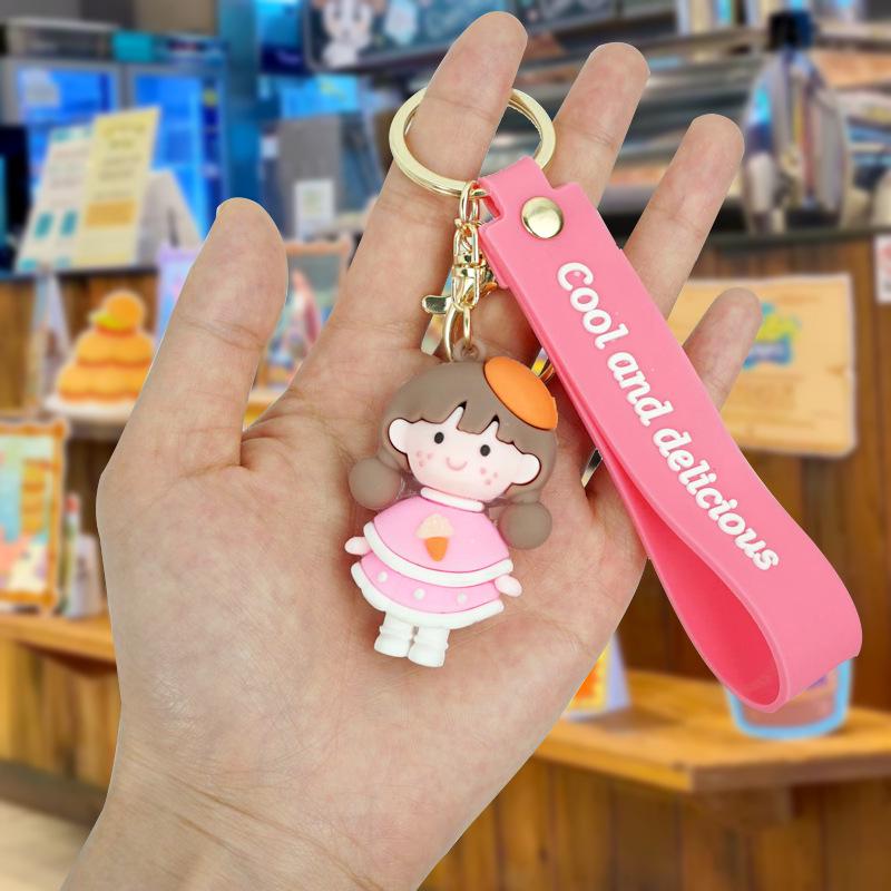 Personalized Cute Girl PVC Keychain Pendant розовый