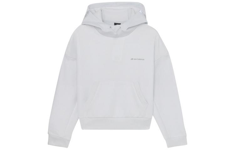 New Balance Sweatshirts Women s White Gray Hooded Moderate Regular AWT03553-ARF M