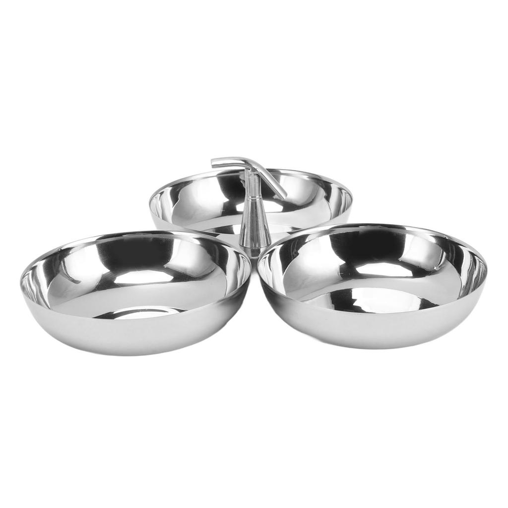 304 Stainless Steel Snack Plate Durable Easy To Clean 3 In 1 Safe Fruit Plate for Nut Candy Type 1