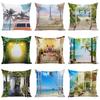 Architectural Scenery Cushion Desk Lunch Break Sleeping Pillow Forest Scenery Pillow Case Tatami Bedside Square Pillow Case