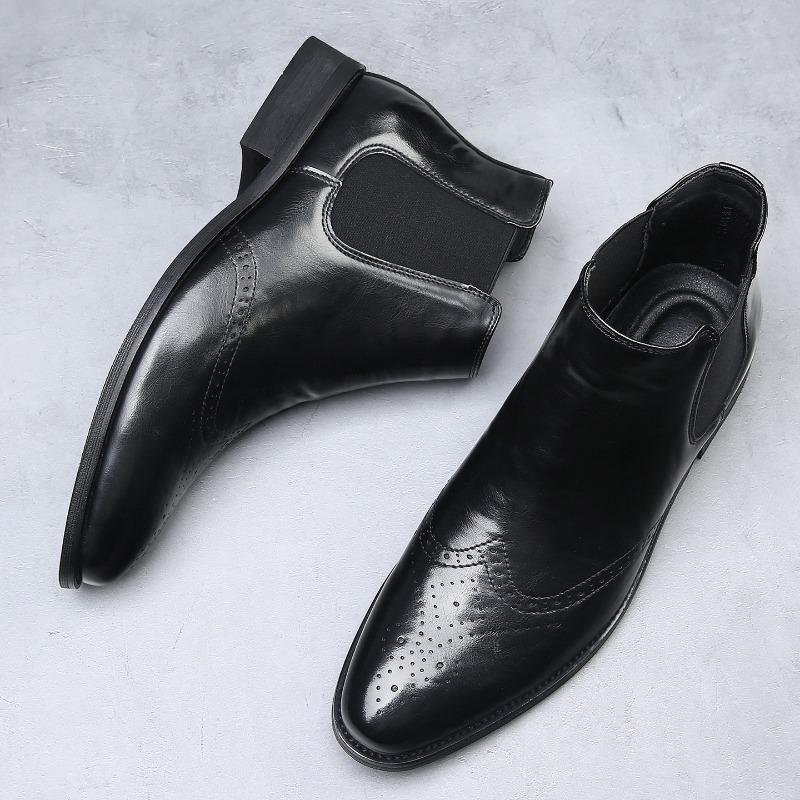 

Leather Boots Men s Trend Business Dress High Top Leather Boots Men s Martin Boots 38 чёрный