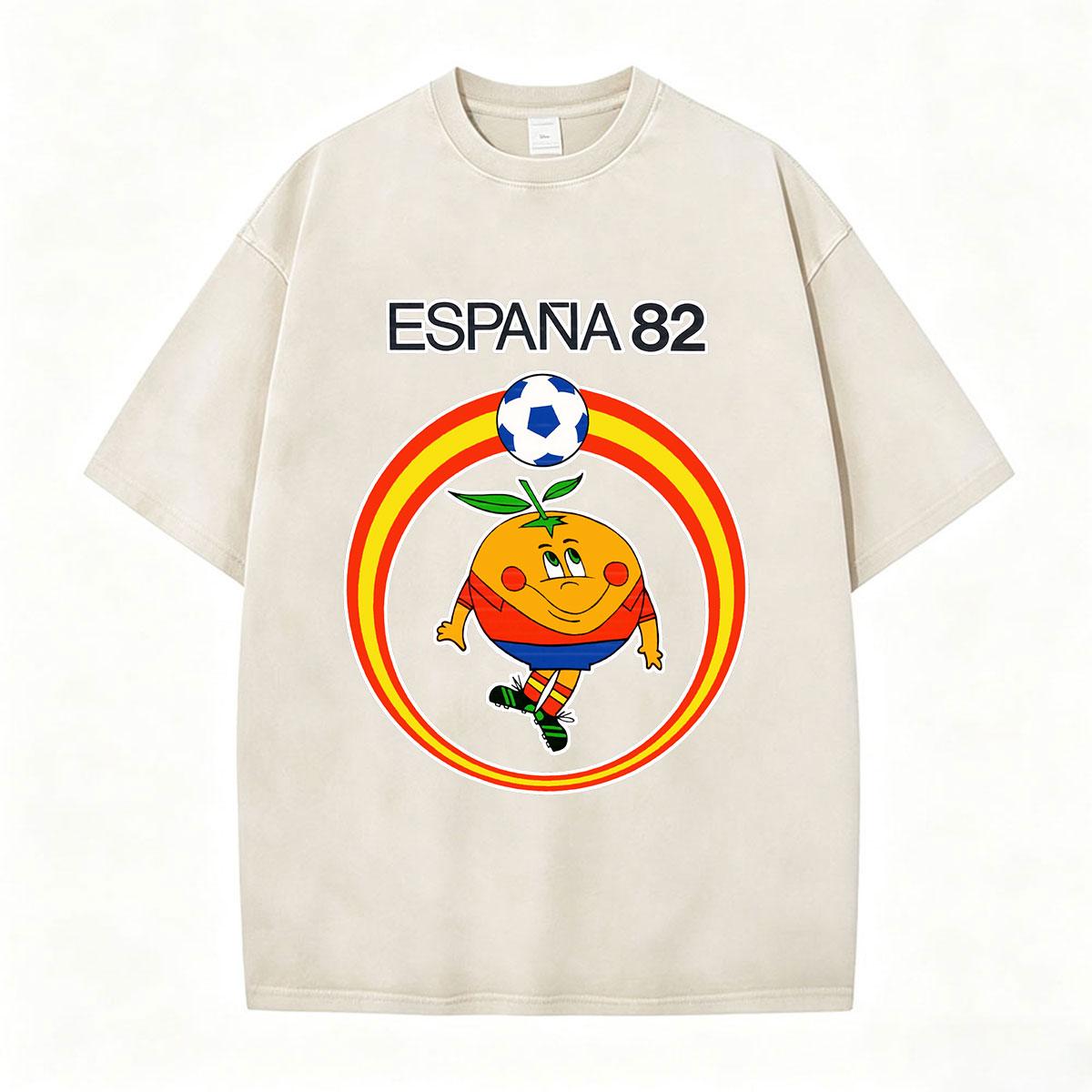 

Funny Naranjito Espana Spain Mascot Football Vintage Washed Tshirt Men Women Clothing Fashion Short Sleeve T Shirt Tops S