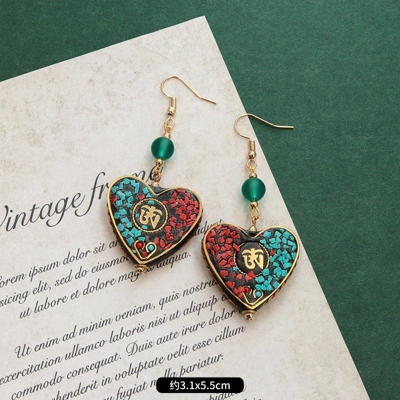 Retro niche design Nepalese exotic Tibetan earrings femininity simple personality handmade earrings